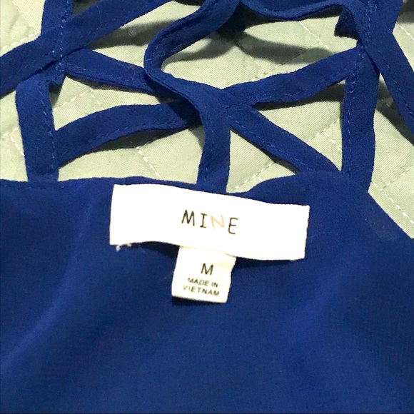 🌟B1G1 Flowy Royal Blue Chiffon Geometric Tank Top - Picture 3 of 3